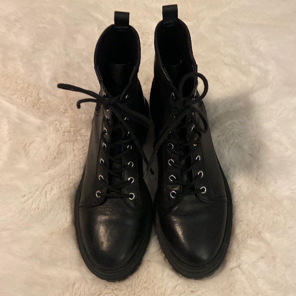 Franco Sarto Combat Boots Lug Sole Black Sz 7.5